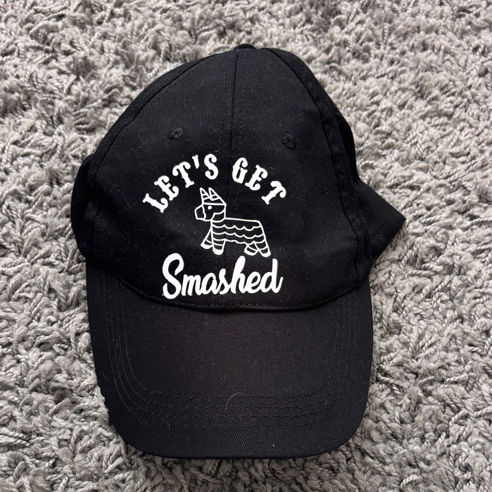 Black "Let's Get Smashed" Piñata Graphic Baseball Cap
